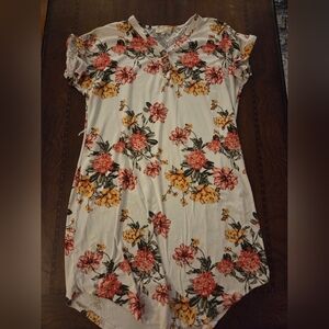 women large short sleeve dress white with flower print
